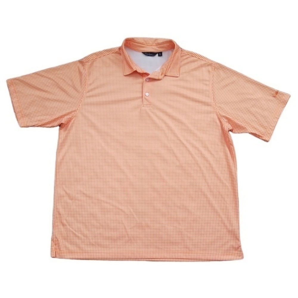Walter‎ Hagen Essential's Men's Orange White Checkered Golf Polo Shirt XL NWOT